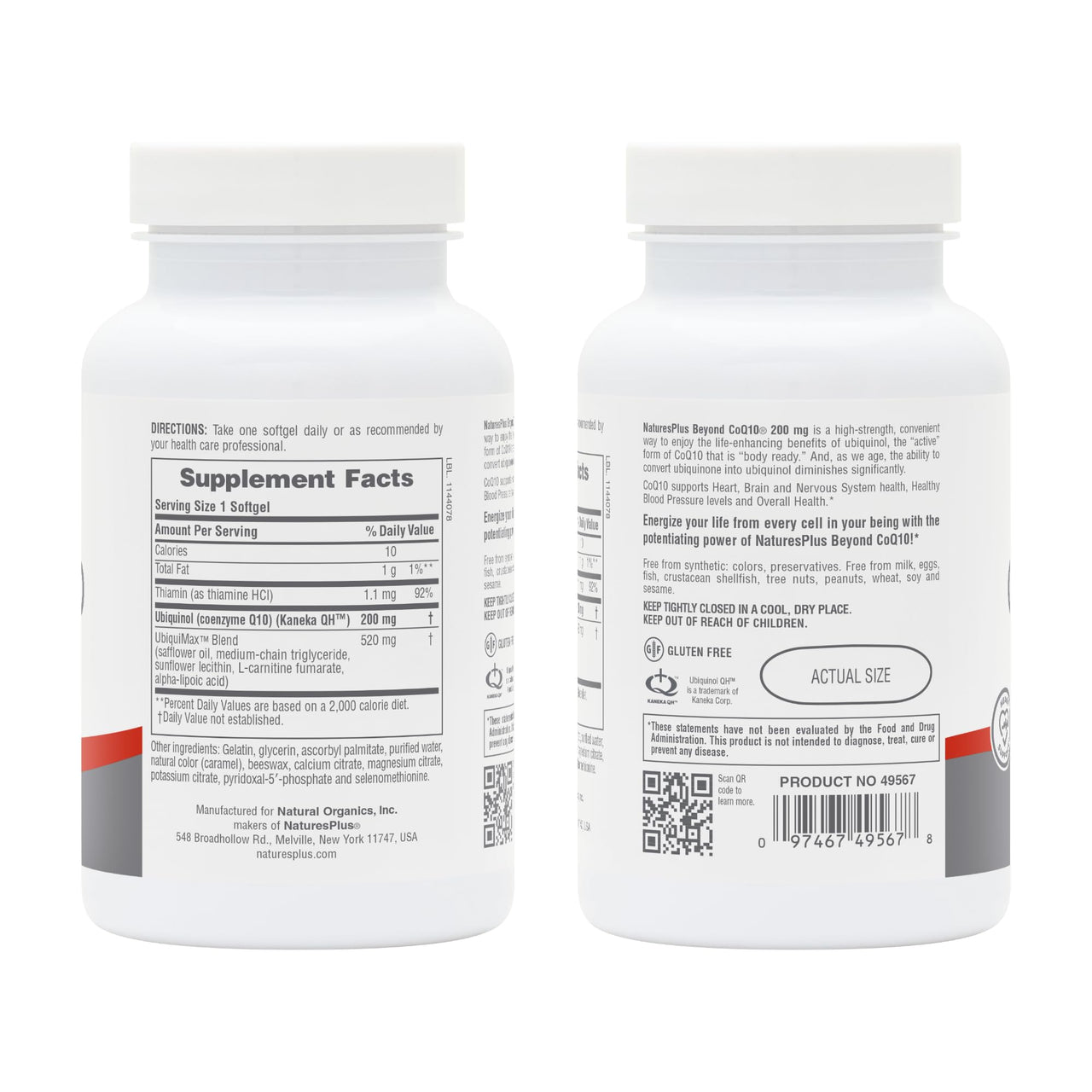 NaturesPlus Beyond CoQ10 200 mg - 60 Softgels - Provides High-Strength Ubiquinol - Supports Overall Well-Being - 60 Servings