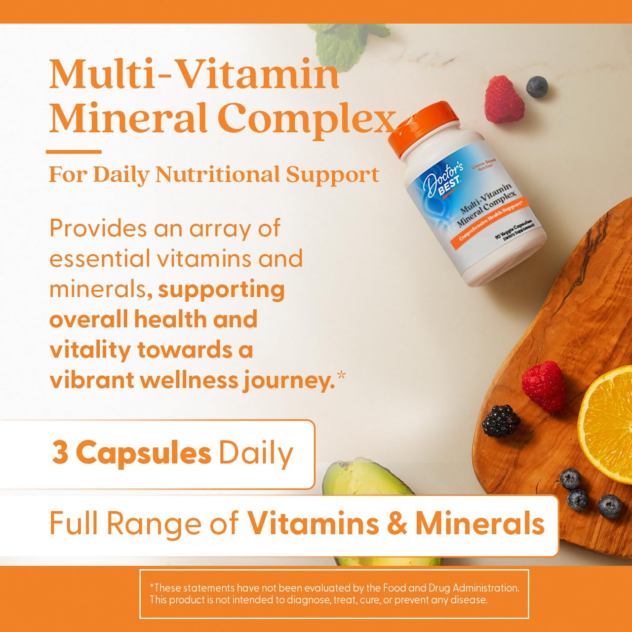 Doctor's Best Multi-Vitamin Mineral Complex - Daily Vegan Multivitamin for Women & Men, Vitamins A, C, D3, E, K2, Riboflavin, & Niacin, Health Support Supplement for Adults, Non-GMO - 90 Veg Capsules