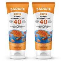 Thumbnail for Badger Kids Mineral Sunscreen Cream SPF 40, 98% Organic Ingredients, Zinc Oxide Sunscreen for Kids Face & Body, Water Resistant, Reef Friendly, Hawaii Approved Sunblock, 2.9 fl oz, 2-Pack