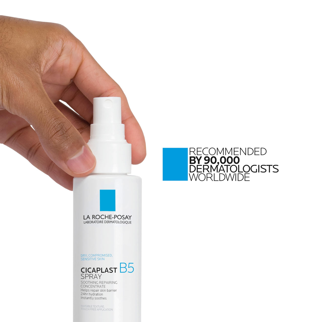 La Roche-Posay Cicaplast B5 Spray With Vitamin B5 Panthenol & Madecassoside, Hydrating Face Mist For Skin Barrier Repair, Soothing Touch-Free Face & Body Spray, Sensitive Skin & Dermatologist Tested