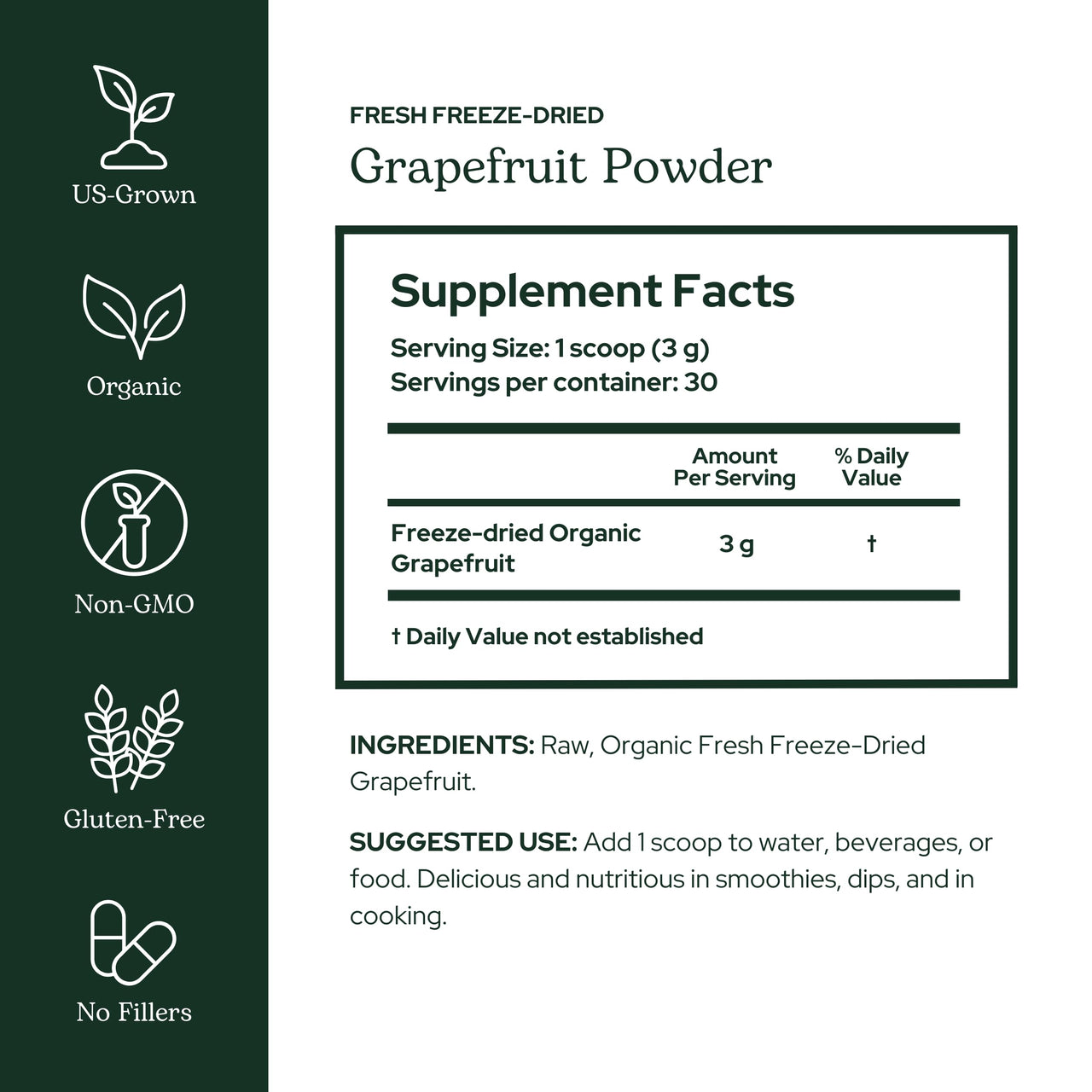 Eclectic Herb - Organic Grapefruit Powder Supplement | Vitamin, Mineral + Phytonutrient Support | Nutritional Drink Mix + Vitamin Powder | USDA Organic, Vegan, Non-GMO, Gluten Free (3.2 oz | 90 g)