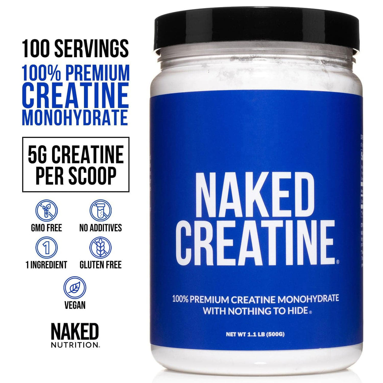 NAKED Chocolate Whey Protein Powder 1LB (12 Servings) Pure Micronized Creatine Monohydrate 500g (100 Servings) – Grass-Fed; Bulk; Non-GMO; Gluten Free; Soy Free