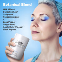 Thumbnail for Codeage Lungs Vitamins, A, C, D, E, B6, Milk Thistle Lung Supplement, Zinc & Magnesium, Cordyceps, Reishi, Chaga, Poria, Tylophora, Ginger, Peppermint Leaf Organic Herb Cleanse - Non-GMO - 90 Capsules