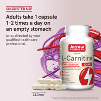 Thumbnail for Jarrow Formulas® L-Carnitine 500 mg, Dietary Supplement, Support for Cellular Energy Production, 50 Veggie Capsules, 50 Day Supply