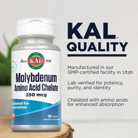 Thumbnail for Kal 250 Mcg Molybdenum Chelated Tablets, 100 Count