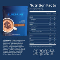 Thumbnail for Blueprint Bryan Johnson Super Shrooms Mushroom Coffee Alternative - 70MG Caffeine - 30 Servings