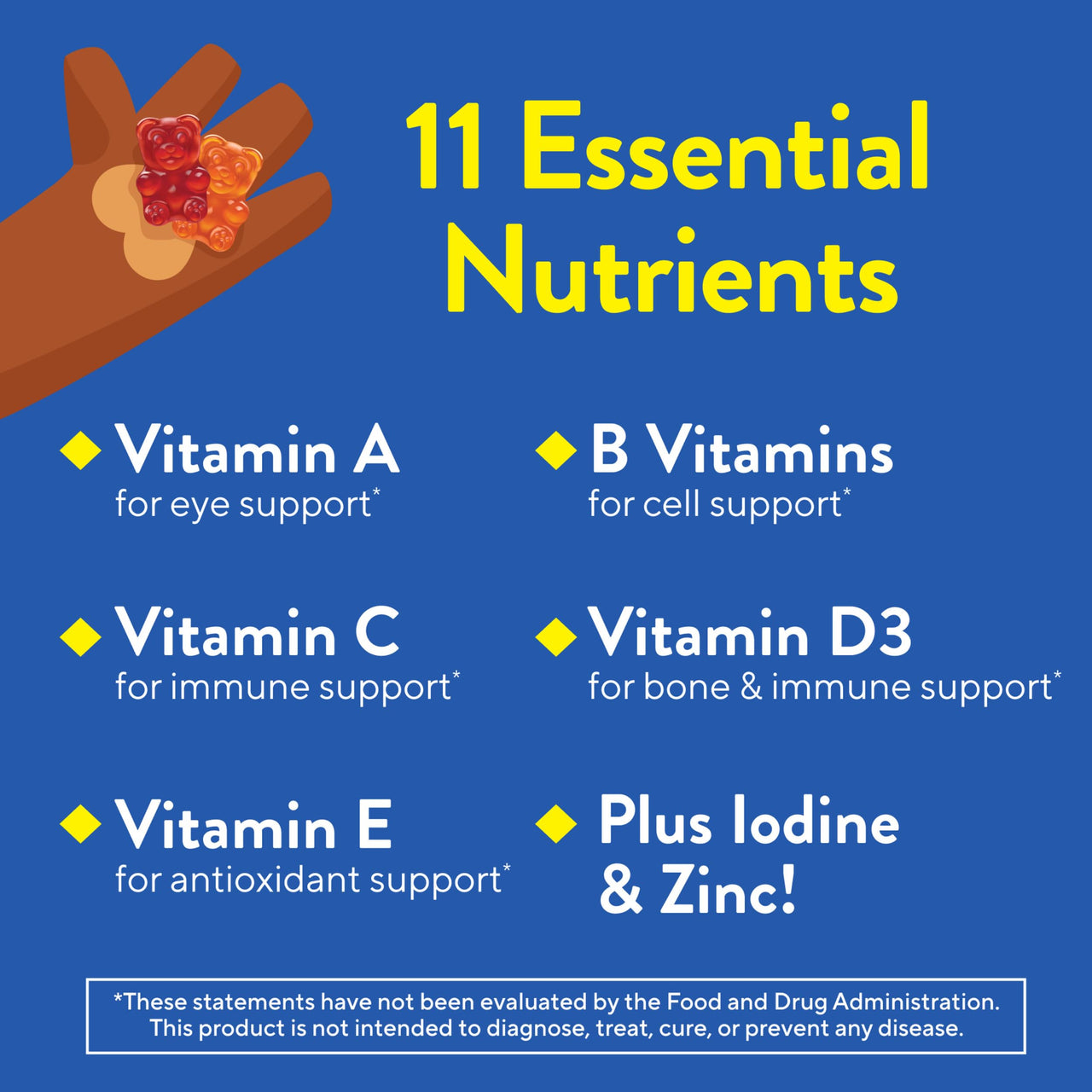 Lâ€™il Critters Gummy Vites Daily Gummy Multivitamin for Kids, Vitamin C, D3 for Immune Support Cherry, Strawberry, Orange, Pineapple and Blueberry Flavors, 70 Count Gummies