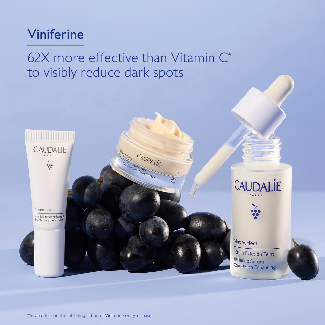 Caudalie Dark Spot Brightening Trio Skin Care Set - Vinoperfect Brightening Dark Spot Serum Full Size + 2 Free Travel-Size Products ($120 Value)