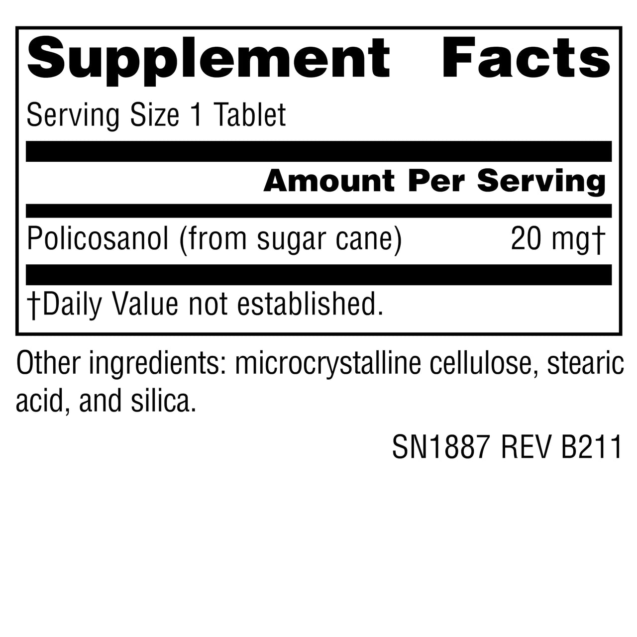 Source Naturals Policosanol, Support for Cardiovascular Health*, 20 mg - 60 Tablets