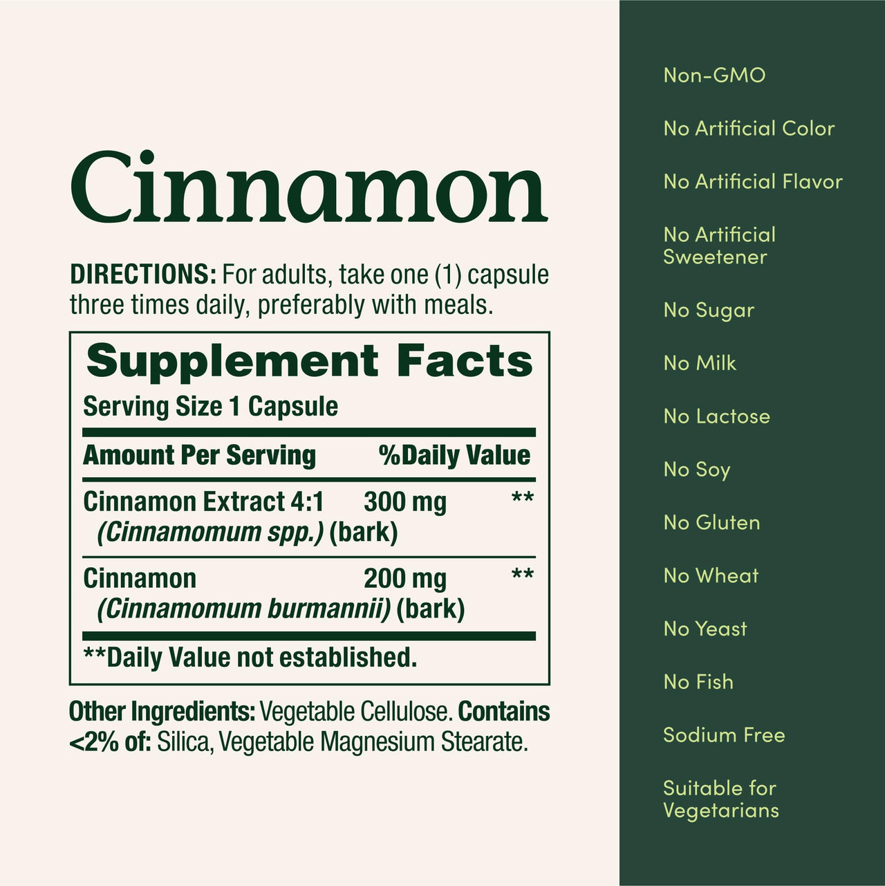 Nature's Bounty Cinnamon Capsules, Herbal Supplement, Supports Sugar Metabolism, 1500mg, 100 Capsules