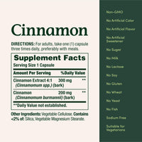 Thumbnail for Nature's Bounty Cinnamon Capsules, Herbal Supplement, Supports Sugar Metabolism, 1500mg, 100 Capsules
