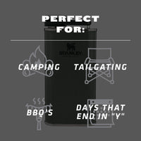 Thumbnail for Stanley Classic Easy Fill Wide Mouth Flask 8 oz | Leakproof Hip Flask | Hinge Connected Never Lose Cap | Insulated Stainless Steel Liquor Container | BPA-Free | Hammertone Green