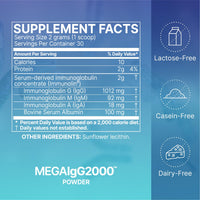 Thumbnail for Microbiome Labs Mega IgG2000 Gut Health Powder for Women, Men & Kids 2+ - IgG Immunoglobulin Supplement for Digestive Health Support - Dairy-Free Bovine Colostrum Supplement Alternative (2.1 Ounces)