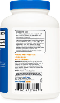 Thumbnail for Nutricost Caffeine Pills 100mg, 500 Capsules