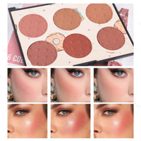 Thumbnail for KYDA 6 Colors Blush Palette, Matte and Shimmer Blush Palette, Smooth Blendable Powder, Multiuse Blusher Makeup with Contour Highlighter-Set A