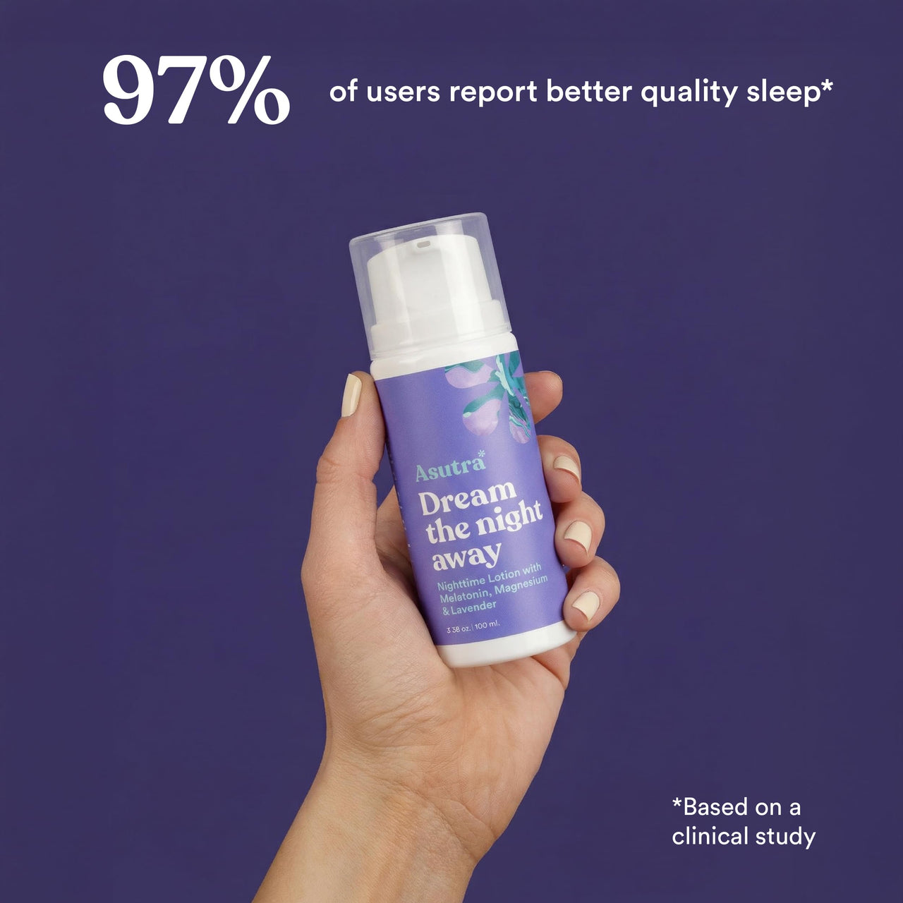 ASUTRA Dream the Night Away Magnesium Lotion for Sleep, Magnesium Cream for Sleep with Melatonin & Shea Butter, Nighttime Lotion Relaxation (Lemongrass, 3.4 fl oz)
