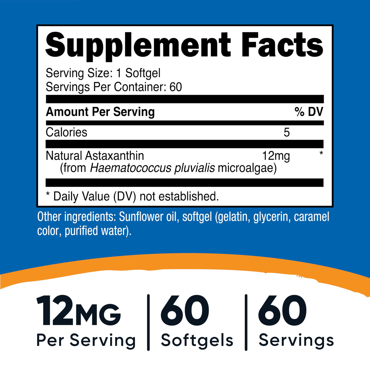Nutricost Astaxanthin 12mg, 60 Softgels - Non-GMO and Gluten Free (2 Month Supply)