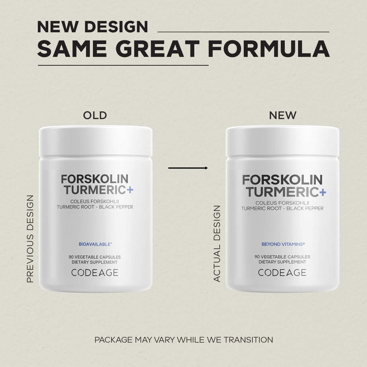Codeage Forskolin, Pure Forskolin Coleus + Organic Turmeric Root Powder, 95% Curcuminoids + Bioperine Black Pepper - 20% Standardized Coleus Forskohlii Supplement - Non-GMO - 90 Capsules