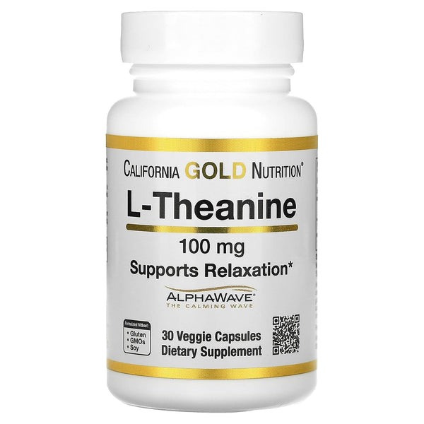 California Gold Nutrition L-Theanine, Featuring AlphaWave, 100 mg, 30 Veggie Capsules