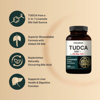 Thumbnail for TUDCA 500mg with OX Bile 125mg Per Serving, 120 Capsules – Bile Salts Support, High Absorption Livamate Formula | Liver Cleanse Detox & Repair Supplement | Natural Bitter Taste – Third Party Tested