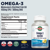 Thumbnail for KAL 450/300 1280 Mg Omega 3, Lemon, 60 Count