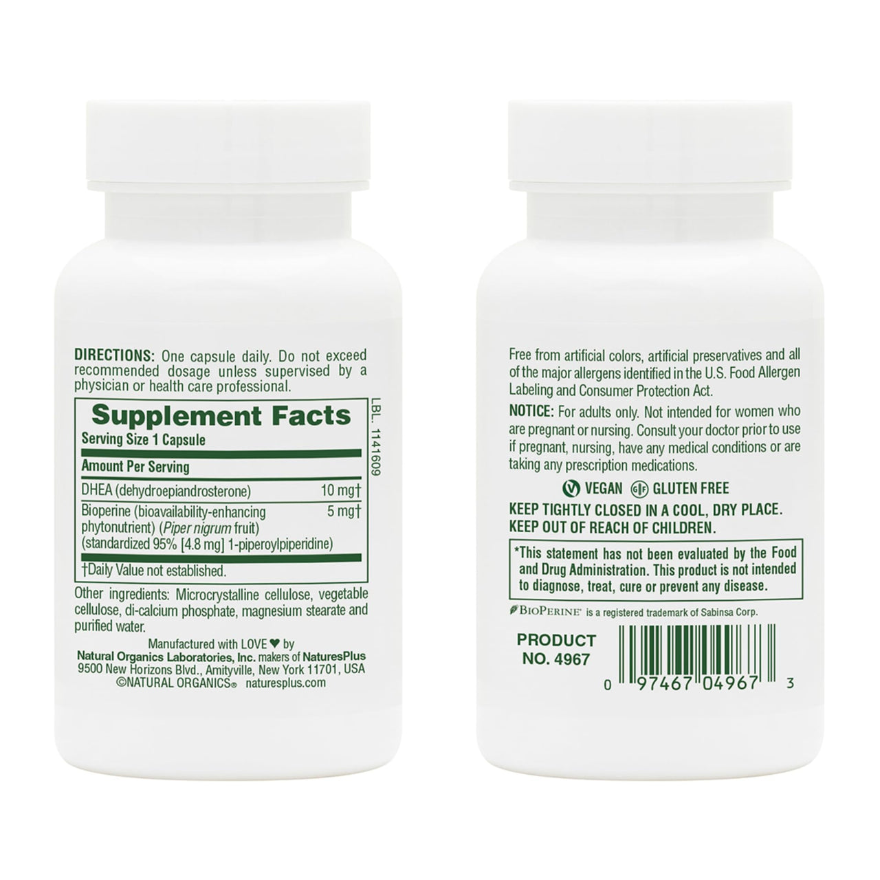 NaturesPlus DHEA-10 - Supports Energy, Immune Health & Healthy Aging - 90 Capsules - Vegan, Gluten Free - 90 Servings