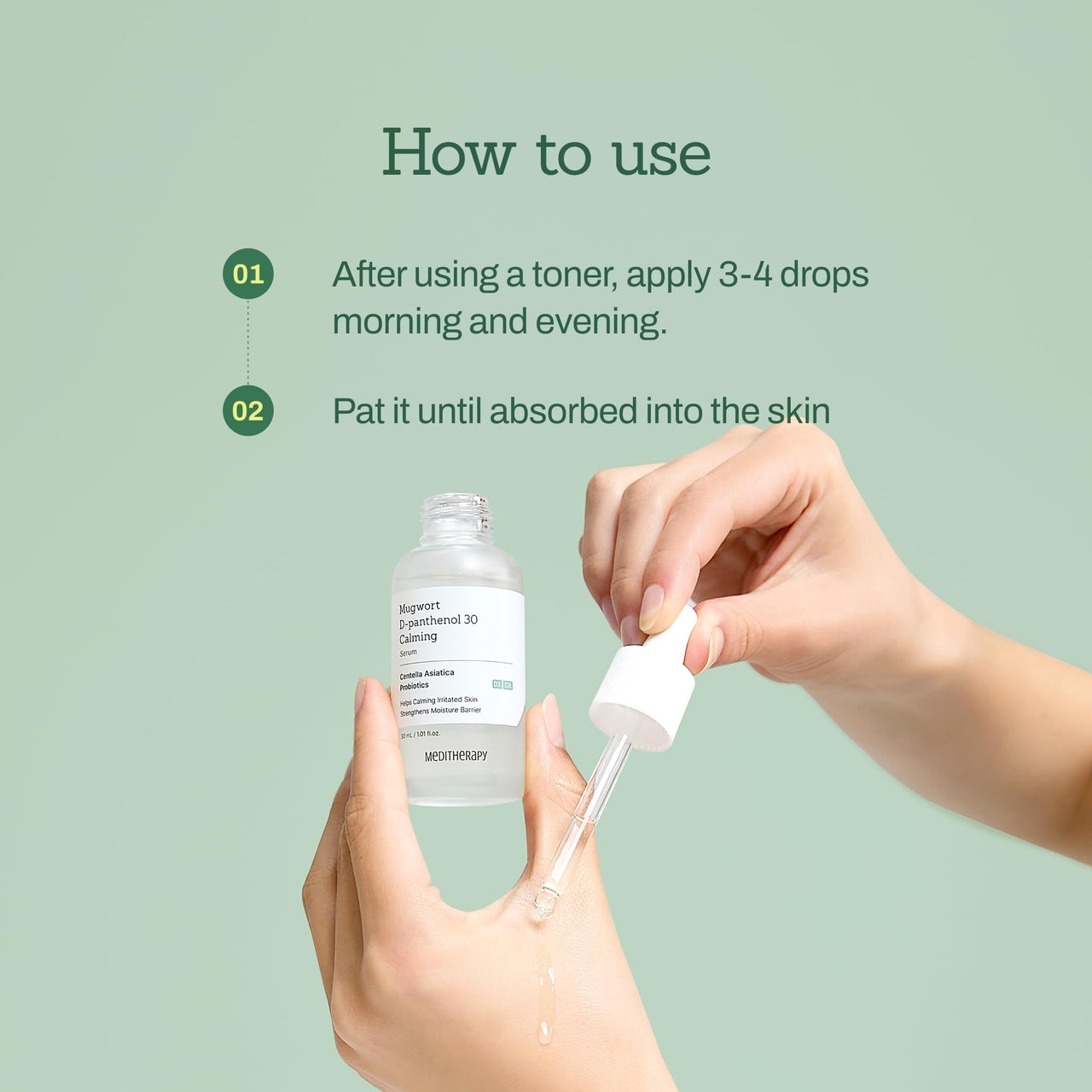 MEDITHERAPY Mugwort D-Panthenol 30 Calming Serum, High Concentration for Skin Barrier & Deep Calming, Pure Ingredients, Korean Skincare 1.01 fl.oz