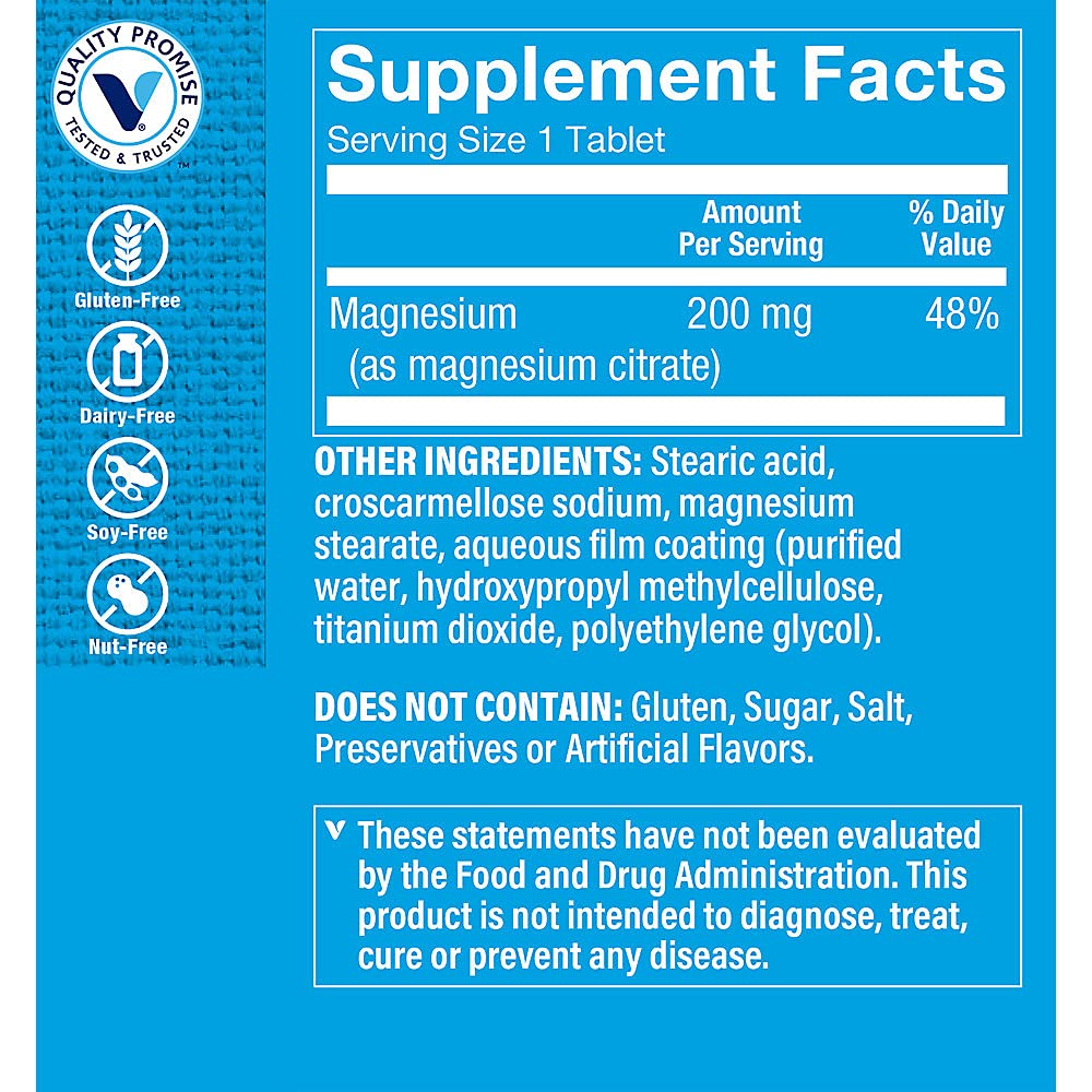 The Vitamin Shoppe Magnesium Citrate 200MG - Muscle Relaxation, Bone Health & Energy Production, Highly Absorbable (300 Tablets)