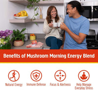 Thumbnail for OM MUSHROOM SUPERFOOD Morning Energy Blend – Caffeine-Free Powder with Cordyceps, Lion’s Mane, Rhodiola & Vitamin D2 – Supports Energy, Focus & Endurance – 8.47 oz Canister (30 Servings)