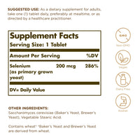Thumbnail for Selenium 200mcg Solgar 100 Tabs