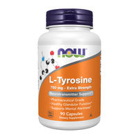 Thumbnail for NOW Supplements, L-Tyrosine 750 mg, Supports Mental Alertness*, Neurotransmitter Support*, 90 Veg Capsules
