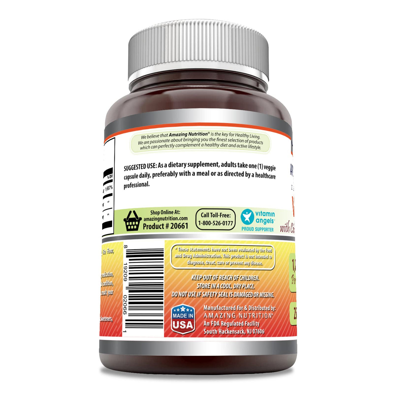Amazing Formulas Vitamin C with Rose Hips & Citrus Bioflavonoids | 1000 Mg per Serving Supplement | 250 Veggie Capsules | Non-GMO | Gluten-Free | Made in USA