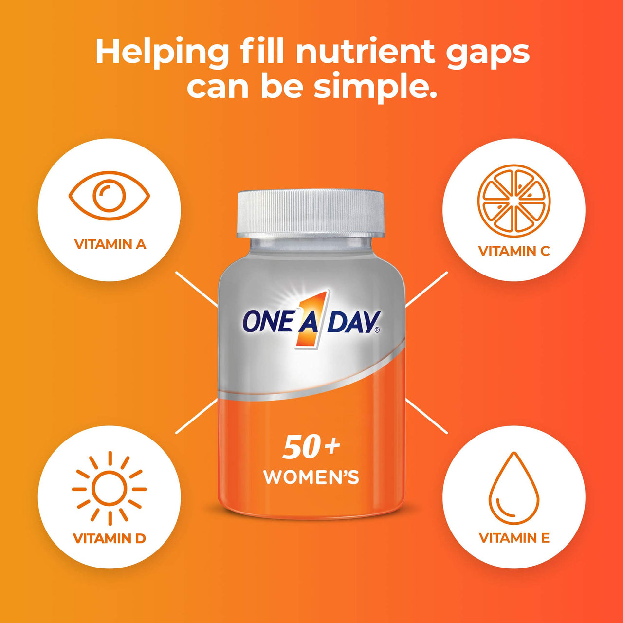 One A Day Women’s 50+ Multivitamins, Supplement with Vitamin A, Vitamin C, Vitamin D, Vitamin E and Zinc for Immune Health Support, Calcium & More, 175 Count