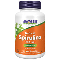Thumbnail for NOW Foods Supplements, Natural Spirulina 500 mg with Beta-Carotene (Vitamin A) and Vitamin B-12, and naturally occurring Protein and GLA (Gamma Linolenic Acid), 120 Veg Capsules