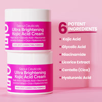 Thumbnail for SeoulCeuticals Korean Kojic Acid Cream Dark Spot Remover + Glycolic Acid + Niacinamide + Cica + HA Moisturizer - Cruelty Free K Beauty Skincare 2oz