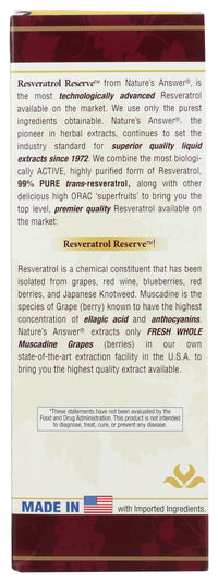 Thumbnail for Nature's Answer Alcohol-Free Resveratrol Reserve, 5-Fluid Ounces | Packed with Antioxidants | Promotes Overall Health | Immune System Support | Single Count