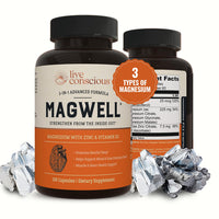 Thumbnail for Live Conscious Magwell Magnesium Zinc & Vitamin D3 - Magnesium Glycinate, Malate, & Citrate - Triple Supplement for Women & Men - for Sleep, Bone, Heart, Immune Support - 120 Caps