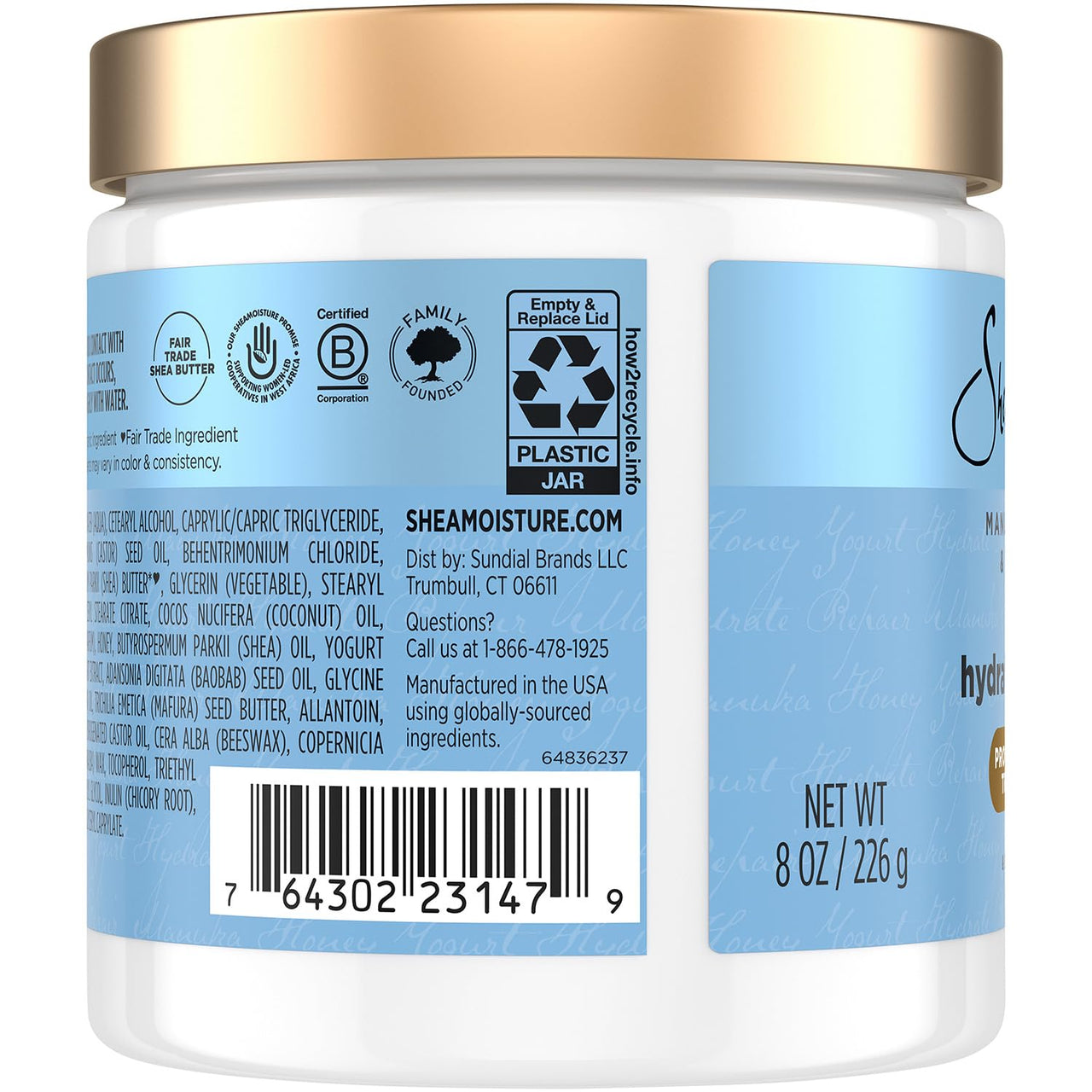 Shea Moisture Hair Mask 2-Pack, Manuka Honey & Yogurt Hydrate & Repair Protein Power Treatment, Deep Conditioner for Dry, Damaged Hair, 8 Oz Ea