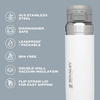 Thumbnail for Stanley Quick Flip GO Water Bottle 24 oz | Push Button Lid | Leakproof and Packable for Travel and Sports | Insulated Stainless Steel | BPA-Free | Black 2.0