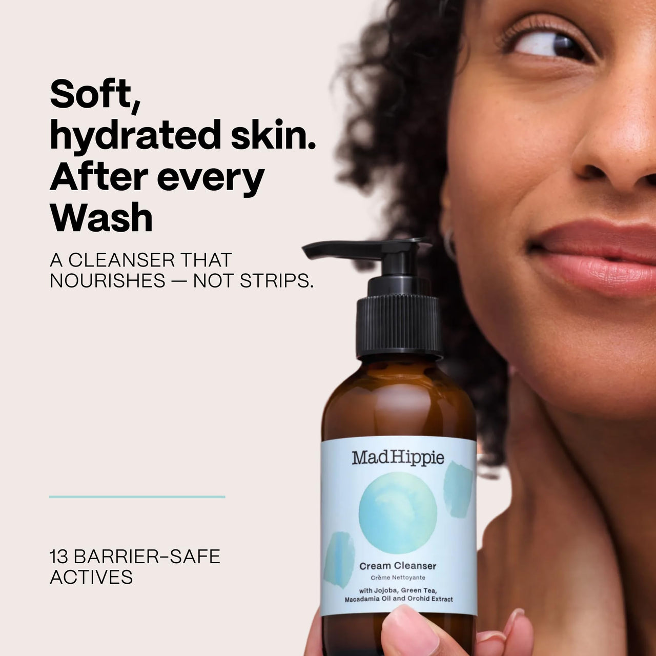 Mad Hippie Cream Cleanser – Gentle Formula with Hyaluronic Acid, Jojoba Oil & Green Tea, Skin Barrier Protection, 4 Oz Ea