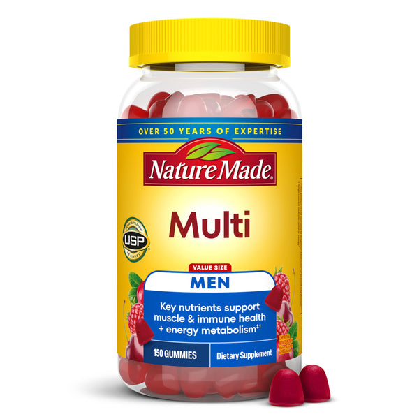 Nature Made Multi for Him, Mens Multivitamins Gummies, Energy Metabolism Support, Multivitamin for Men, 150 Gummy Vitamins and Minerals, 75 Day Supply