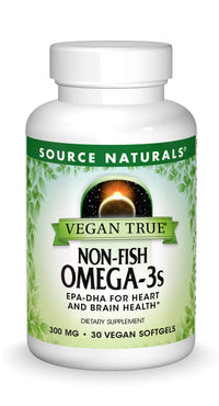 Thumbnail for Source Naturals Vegan True, Non-Fish Omega-3s, EPA-DHA Supports Heart and Brain Health*, 300 mg - 30 Vegan Softgels