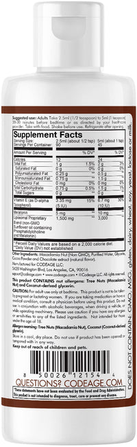 Thumbnail for Codeage Liposomal Ultra Sleep + Liquid Melatonin Supplement for Adults, Vitamin E, Phospholipid Complex, Phosphatidylcholine, Vegan Chocolate Smoothie Drops, Non-GMO, No Sugar, 45+ Servings, 8 fl oz