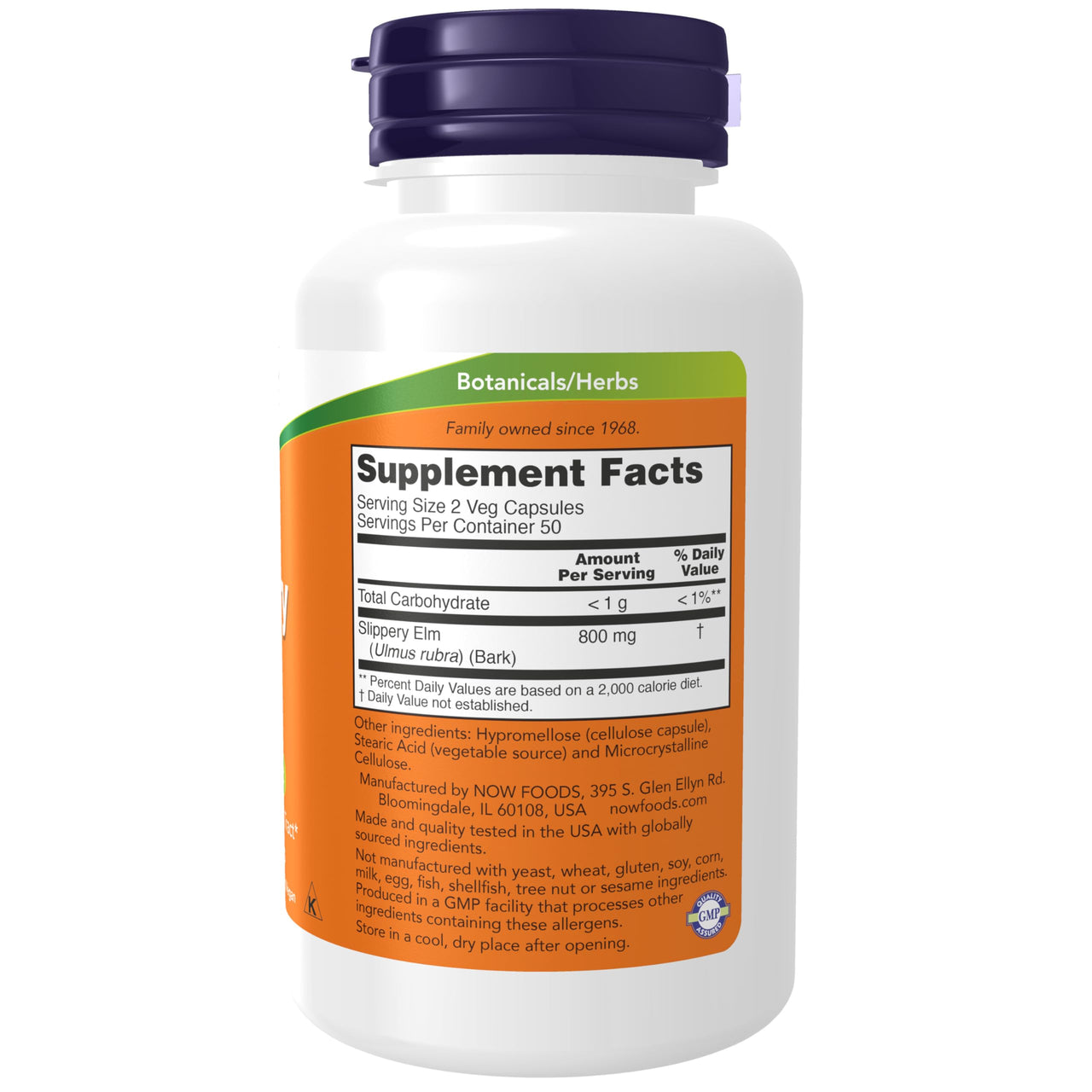 Now Foods Slippery Elm, 100 Caps 400 mg