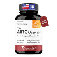 Thumbnail for Sandhu's Zinc Quercetin 120 Vegetarian Capsules (Pack of 1) | High Absorption Zink Supplements for Immunity and Seasonal Allergy | Antioxidant Immune Support for Men and Women | Easy to Swallow