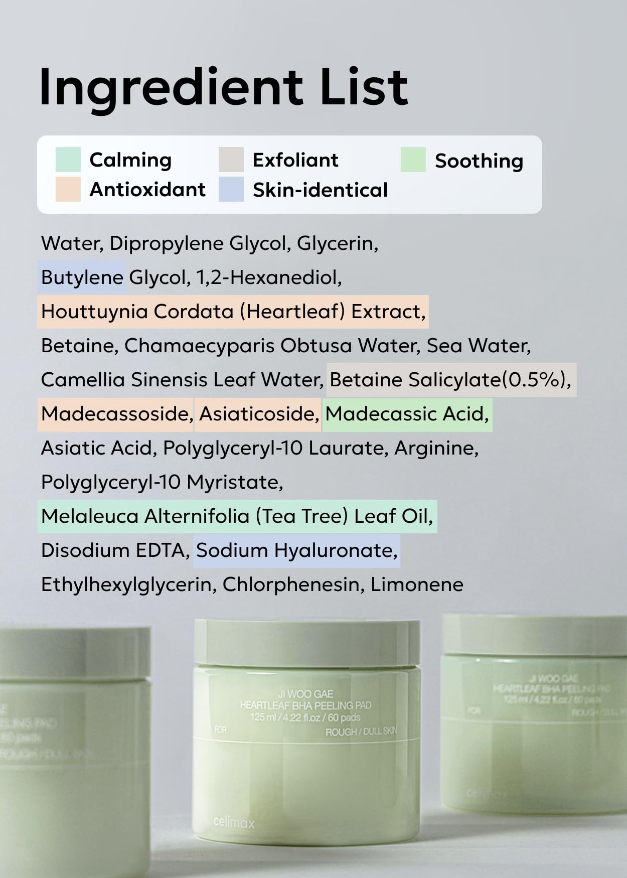 celimax Ji.Woo.Gae Heartleaf BHA Peeling Pad | Pore Care, Exfoliating Double-Side Toner Pads, Facial Peels, Hydrating, Tea Tree, For Acne Prone & Breakouts, Christmas Gift, Stocking Stuffers (60pads)