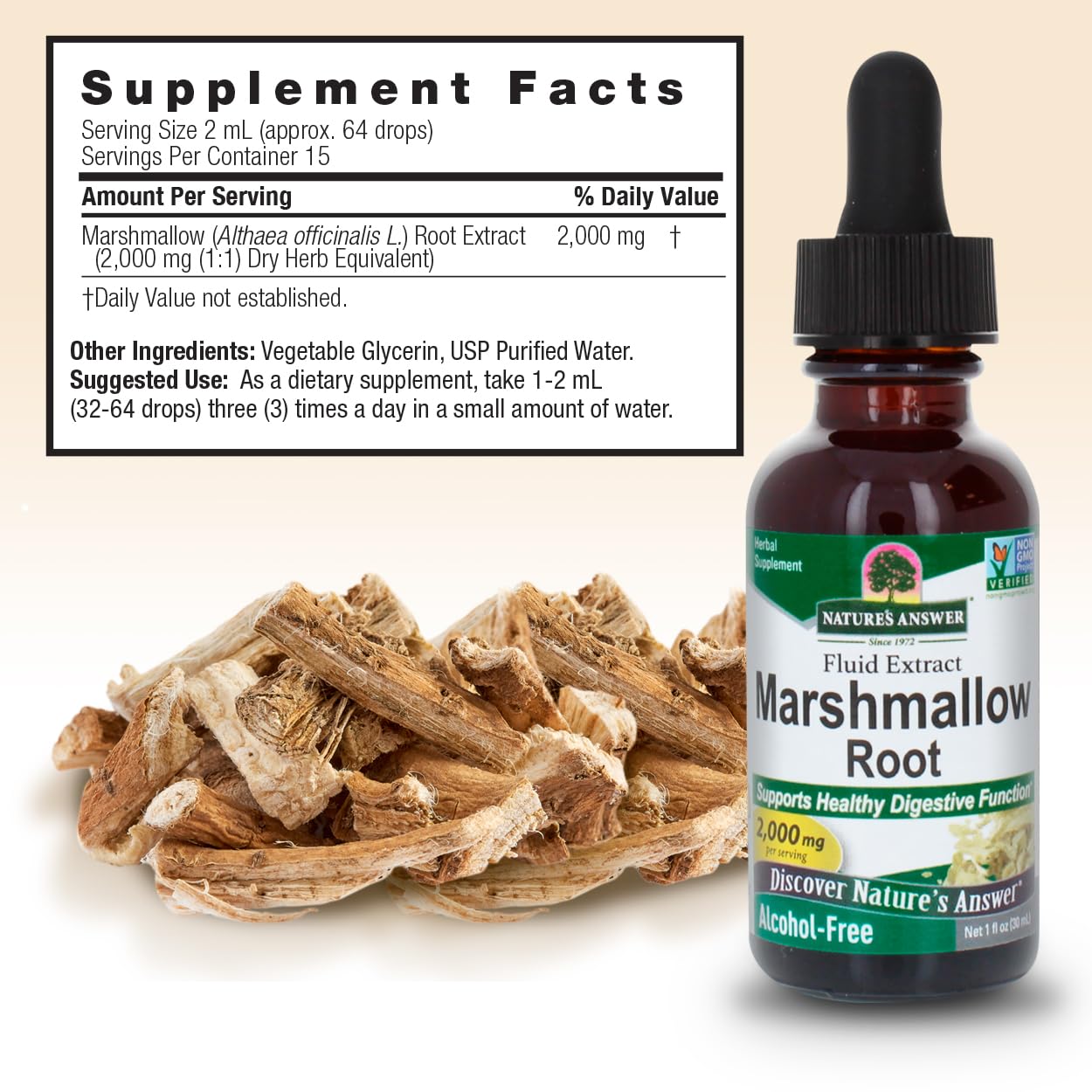 Nature's Answer Marshmallow Root Extract | Promotes Overall Good Health & Well-Being | Certified USDA Organic | Alcohol-Free, Gluten-Free & Kosher Certified 1oz