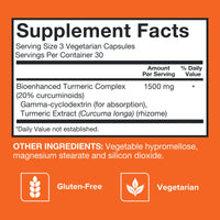 Thumbnail for Turmeric Curcumin Capsules, Qunol with Ultra High Absorption 1500mg, Joint Support, Dietary Supplement, Extra Strength, 90 Vegetarian Capsules