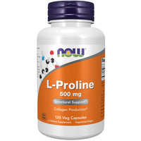 Thumbnail for NOW Supplements, L-Proline 500 mg, Collagen Production*, Structural Support*, 120 Veg Capsules