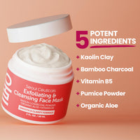 Thumbnail for SeoulCeuticals Korean Face Scrub - Exfoliating Face Mask Skincare K Beauty Mask for Glass Skin - Kaolin Clay + Charcoal Cream Exfoliant Mask 2oz